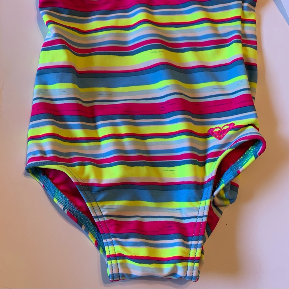 NWT Roxy Girl 12-18m neon striped swimsuit - Picture 6 of 8
